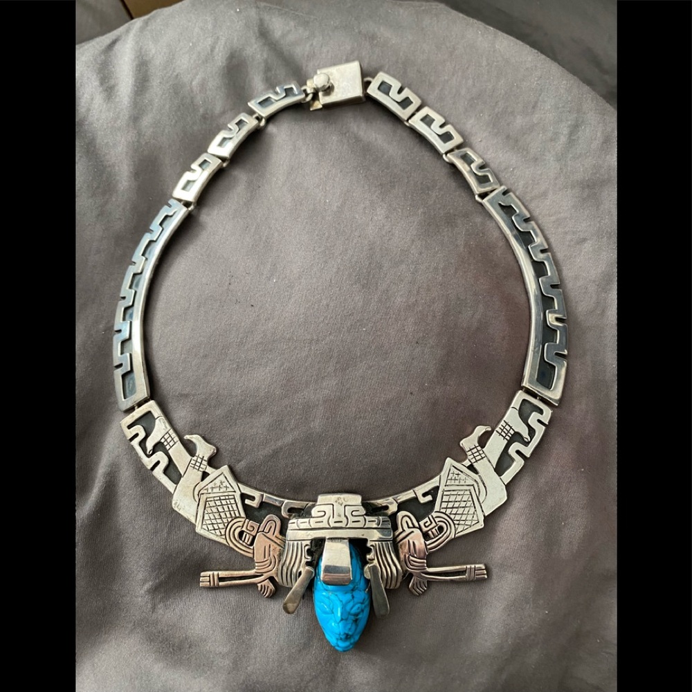 Mexican sterling necklace with turquoise